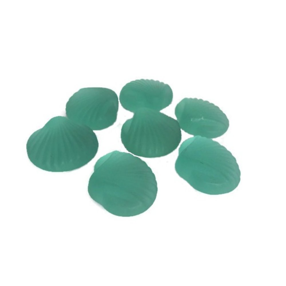 Designer Frosted Sea Glass Clam Shells Vase Fillers Decor Aqua Green